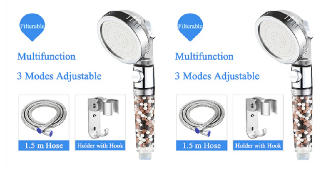 Ionic Pressurized Shower Head - Water Saving & Home Spa