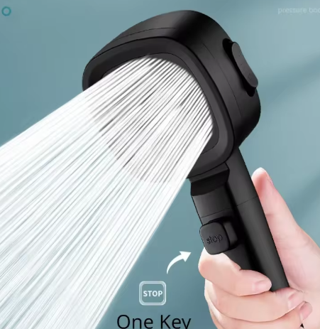 Handheld Square Shower Head - 3-Speed Filtered High-Pressure Nozzle