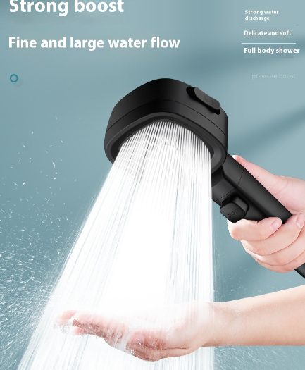 Handheld Square Shower Head - 3-Speed Filtered High-Pressure Nozzle