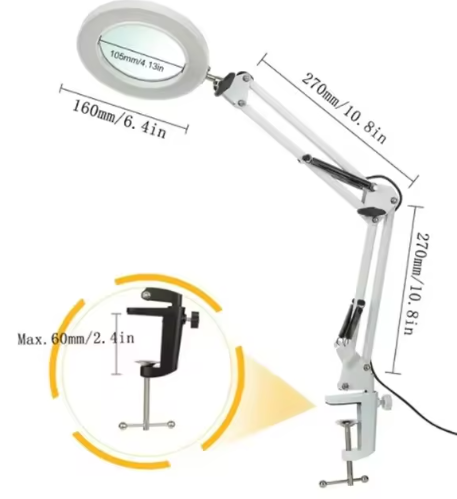 72 LED Magnifying Glass 8X/10X USB Light