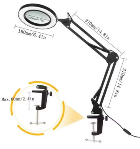 72 LED Magnifying Glass 8X/10X USB Light