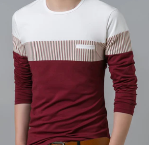 Casual Long Sleeve T-Shirt with Vertical Stripes