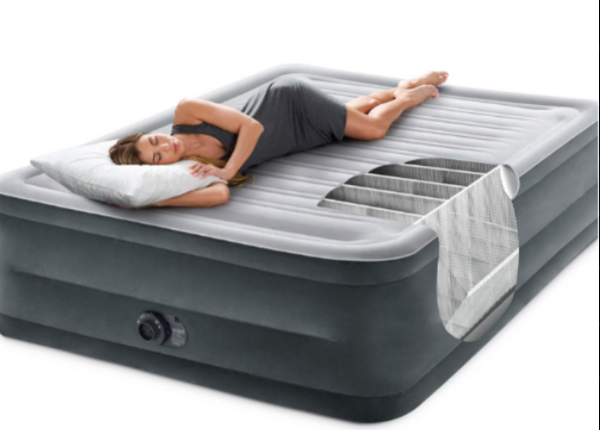 Intex Queen Air Mattress with Pump – 22" High-Rise Inflatable Bed