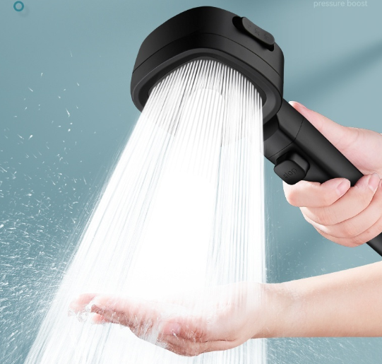 High-Pressure Square Shower Head – 3 Speed Filtered Handheld