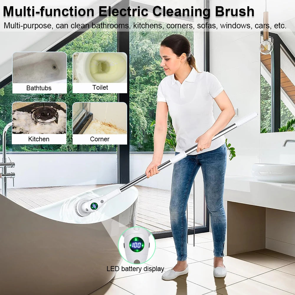 8-in-1 Electric Cleaning Brush, Wireless Rotating Scrubber