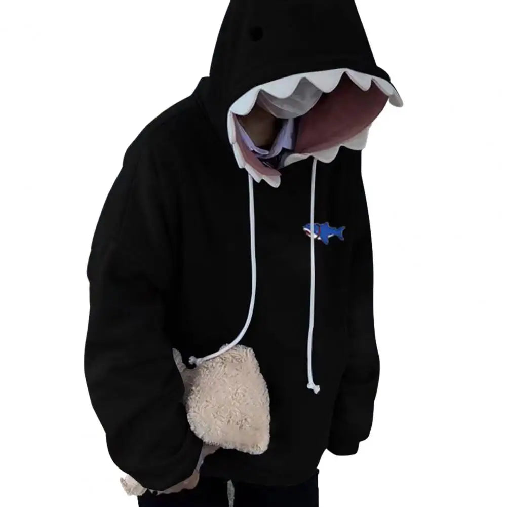 Kawaii Shark Patchwork Hoodie - Unisex Casual Pullover