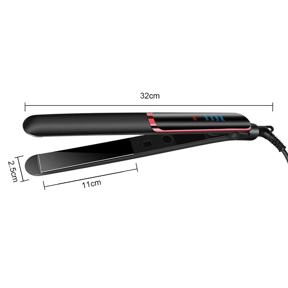 Ionic Flat Iron Hair Straightener Suit 2 in 1 Flat Smooth Curling Iron Titanium Hair Iron Negative Ion Straight Curling Iron