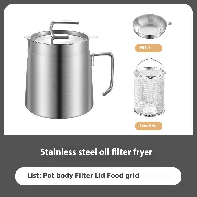 Large Capacity Stainless Steel Oil Draining Pot for Household Frying