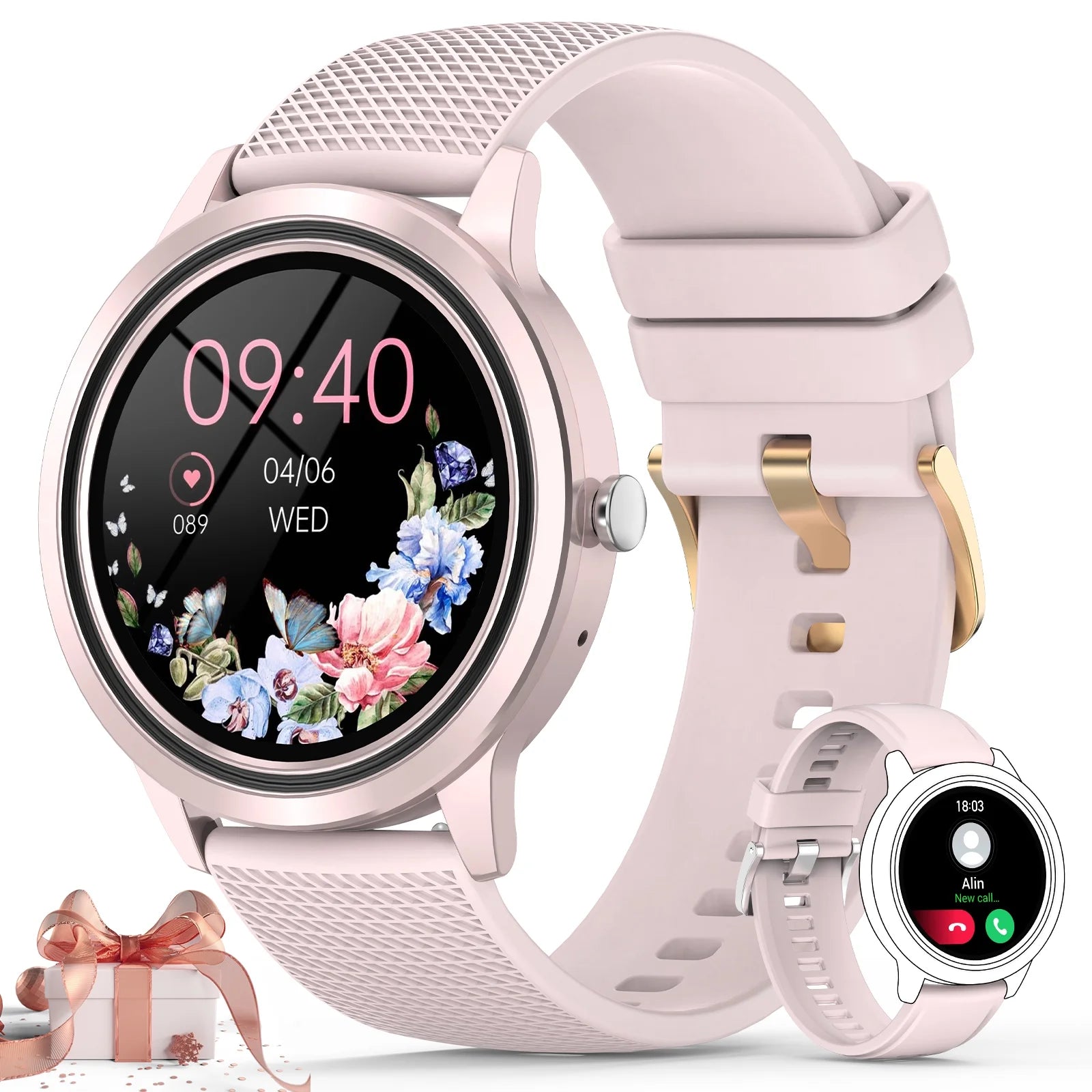 Smart Watch (Answer/Make Call), 1.32" Sports Smartwatch Compatible with Android and Ios Phones,Pink